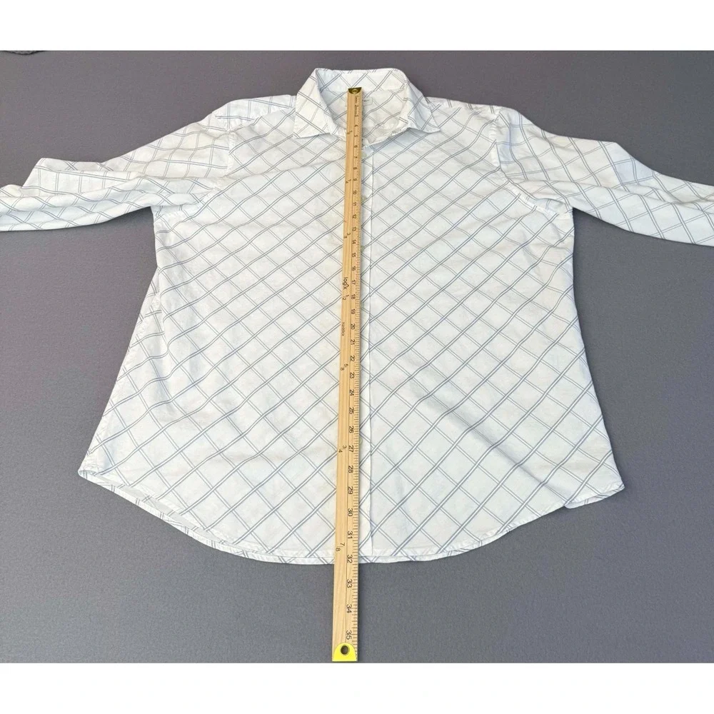 Banana Republic Shirt XXL White Blue Square Casual Long Sleeve Shirt Mens